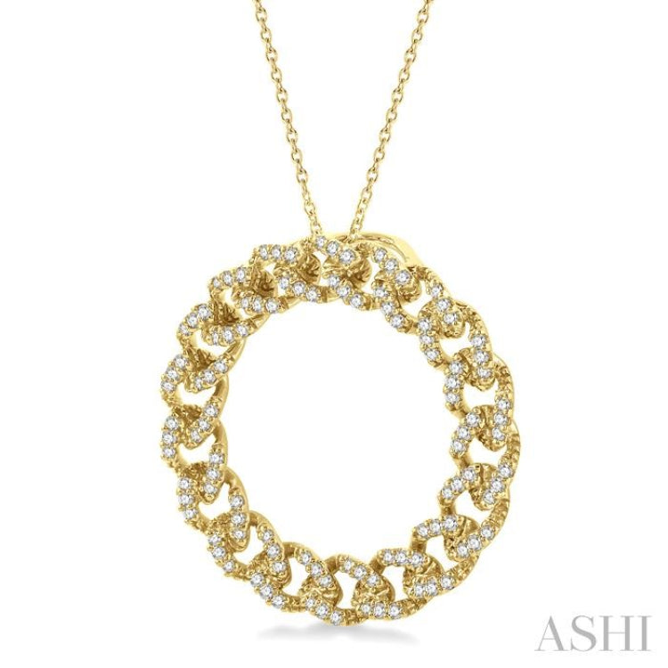 Curb & Cuban Circle Diamond Fashion Pendant