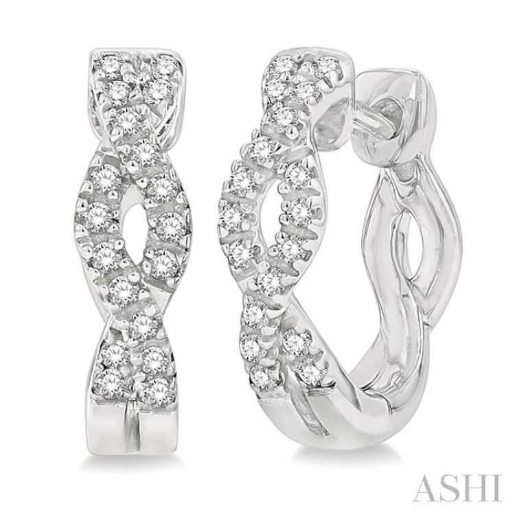 Swirl Petite Diamond Huggie Fashion Earrings