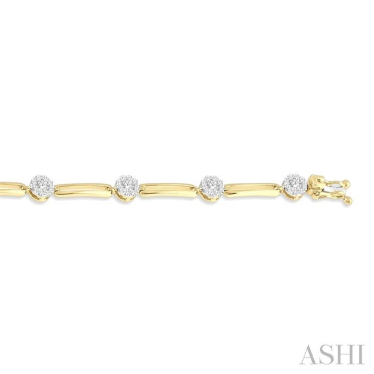 1 1/5 Ctw Lovebright Round Cut Diamond Paperclip Link Bracelet in 14K Yellow and White Gold