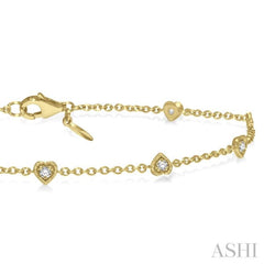 Heart Shape Diamond Station Chain Bracelet