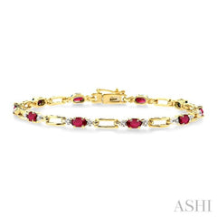 Oval Shape Gemstone & Diamond Bracelet