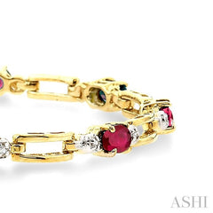 Oval Shape Gemstone & Diamond Bracelet