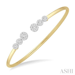 Stackable Round Shape Lovebright Diamond Open Cuff Bangle