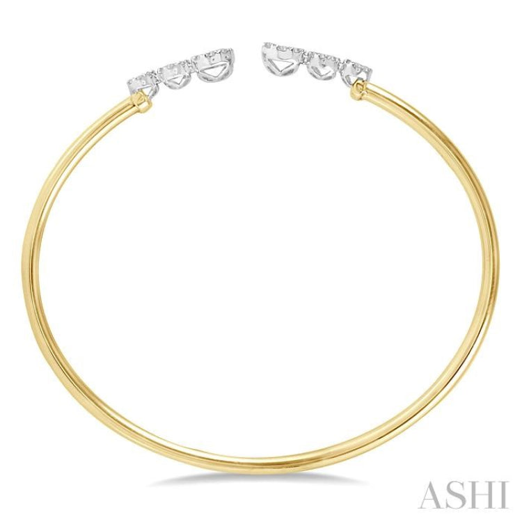 Stackable Round Shape Lovebright Diamond Open Cuff Bangle