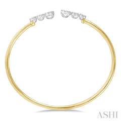 Stackable Round Shape Lovebright Diamond Open Cuff Bangle