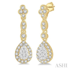 Pear Shape Halo Lovebright Diamond Earrings