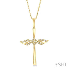 Angel Wings Cross Petite Diamond Pendant