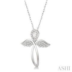 Angel Wings Cross Diamond Pendant