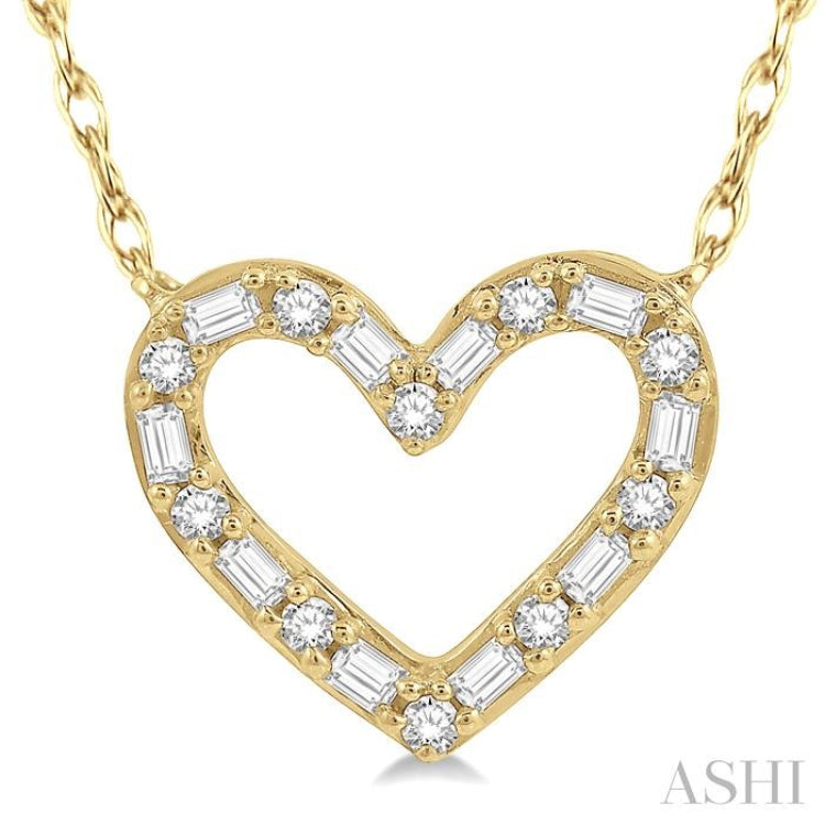 Heart Shape Baguette Diamond Necklace