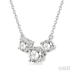 Round Shape Past Present & Future Diamond Necklace