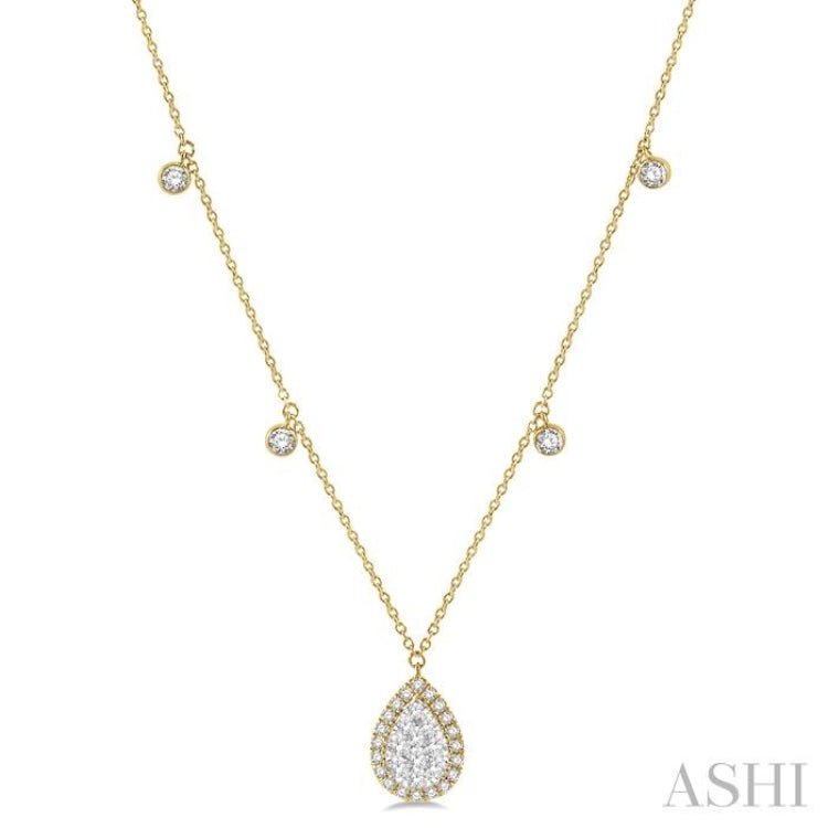 Pear Shape Halo Lovebright Diamond Necklace