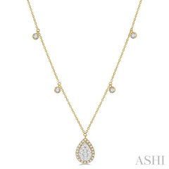 Pear Shape Halo Lovebright Diamond Necklace