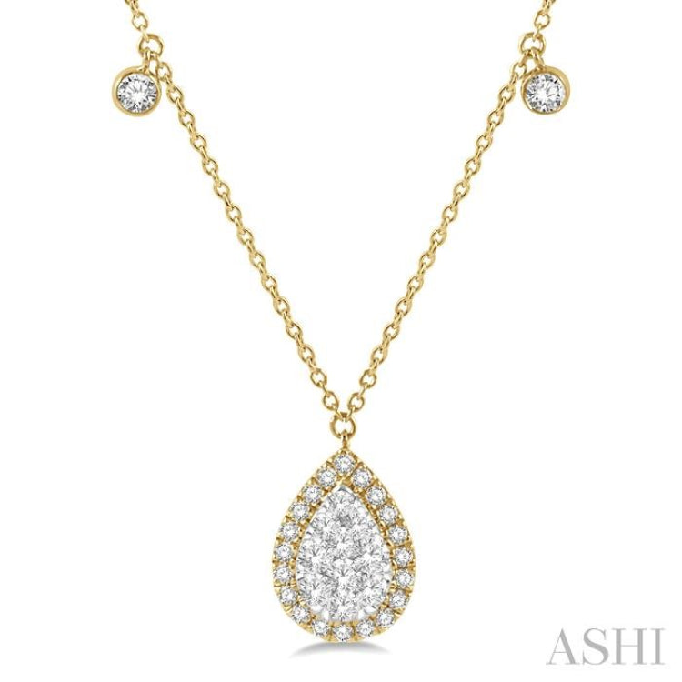 Pear Shape Halo Lovebright Diamond Necklace