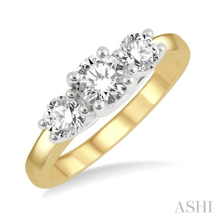 Round Shape Past Present & Future Diamond Engagement Ring