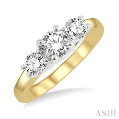 Round Shape Past Present & Future Diamond Engagement Ring