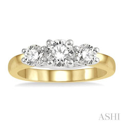 Round Shape Past Present & Future Diamond Engagement Ring