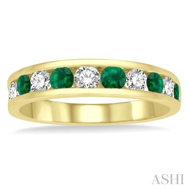 Channel Set Alternate Gemstone & Diamond Wedding Band