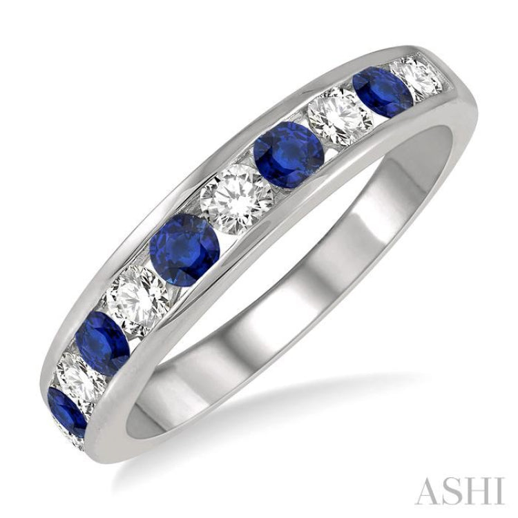 Channel Set Alternate Gemstone & Diamond Wedding Band