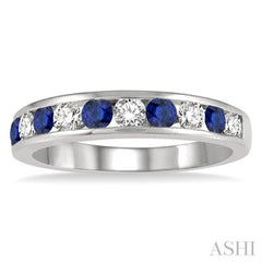 Channel Set Alternate Gemstone & Diamond Wedding Band