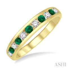 Channel Set Alternate Gemstone & Diamond Wedding Band