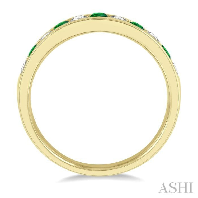 Channel Set Alternate Gemstone & Diamond Wedding Band
