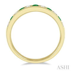 Channel Set Alternate Gemstone & Diamond Wedding Band