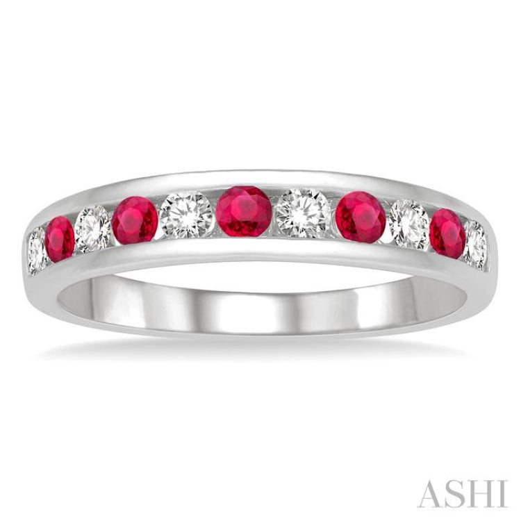 Channel Set Alternate Gemstone & Diamond Wedding Band
