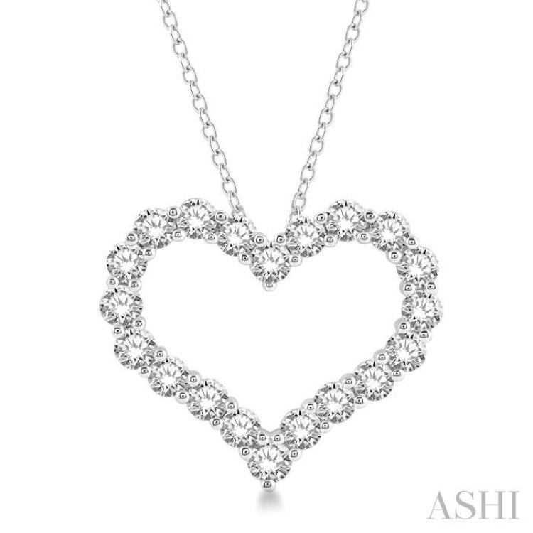 3 Ctw Heart Shape Round Cut Diamond Pendant With Chain in 14K White Gold
