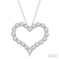 3 Ctw Heart Shape Round Cut Diamond Pendant With Chain in 14K White Gold