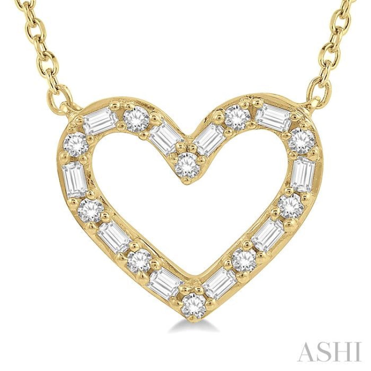 Heart Shape Baguette Diamond Necklace