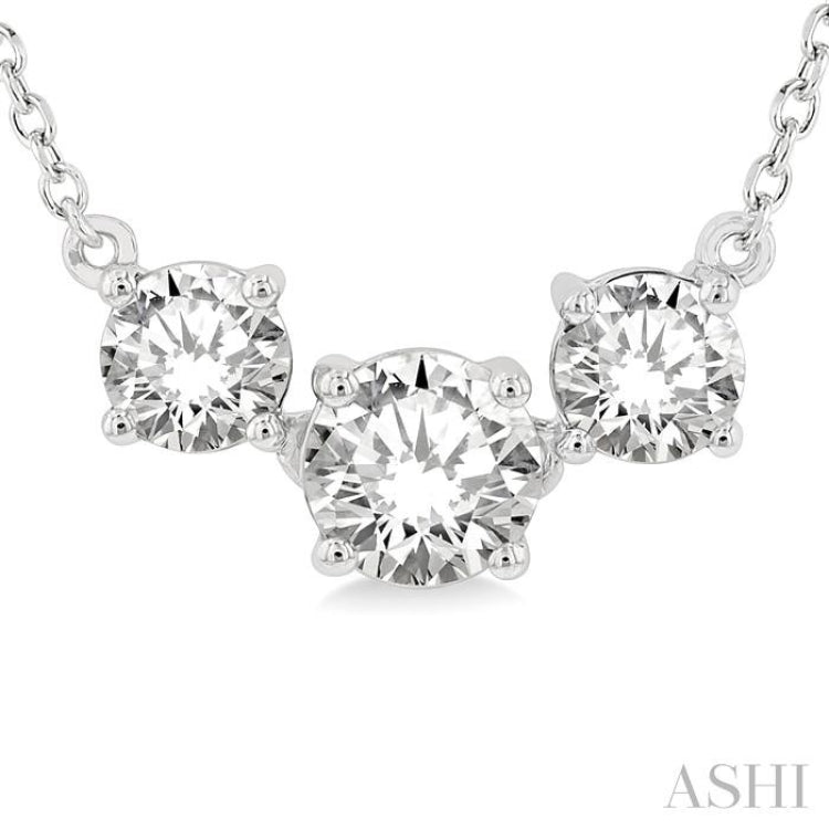 Round Shape Past Present & Future Diamond Necklace