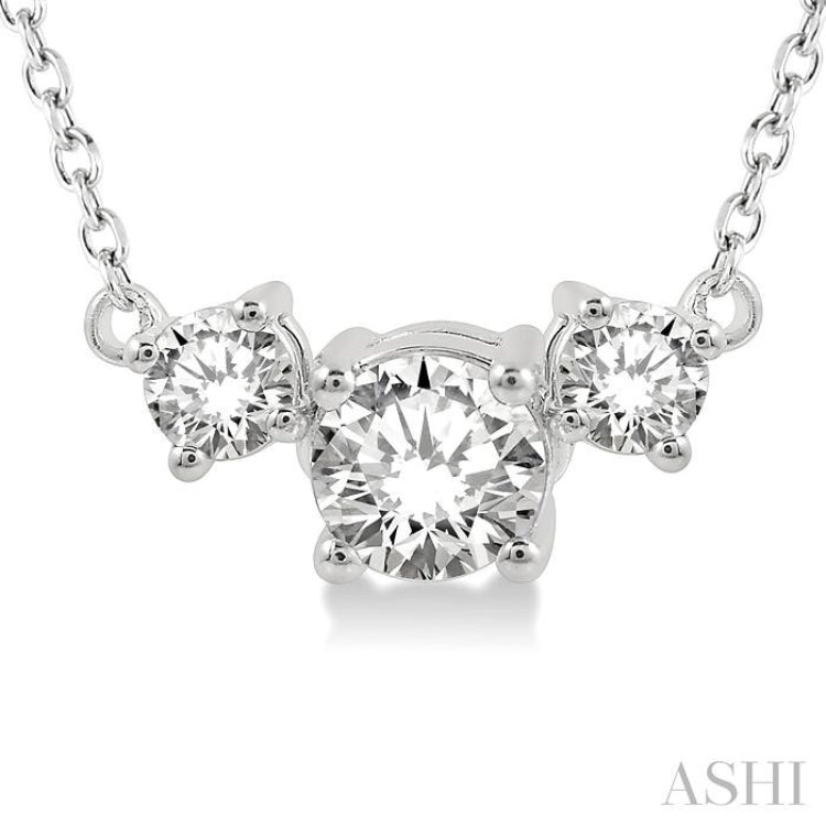 Round Shape Past Present & Future Diamond Necklace