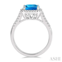 Cushion Shape Gemstone & Halo Diamond Ring