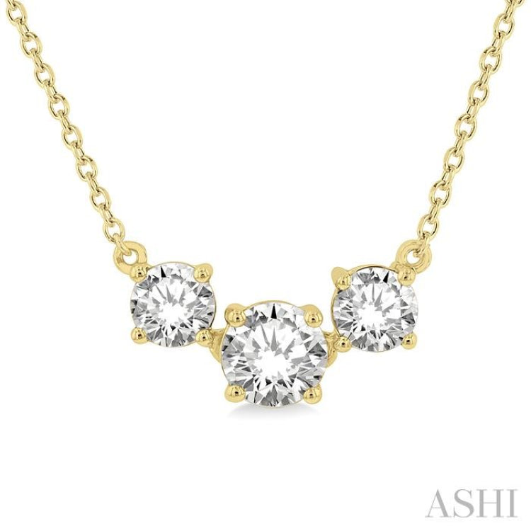 Round Shape Past Present & Future Diamond Necklace