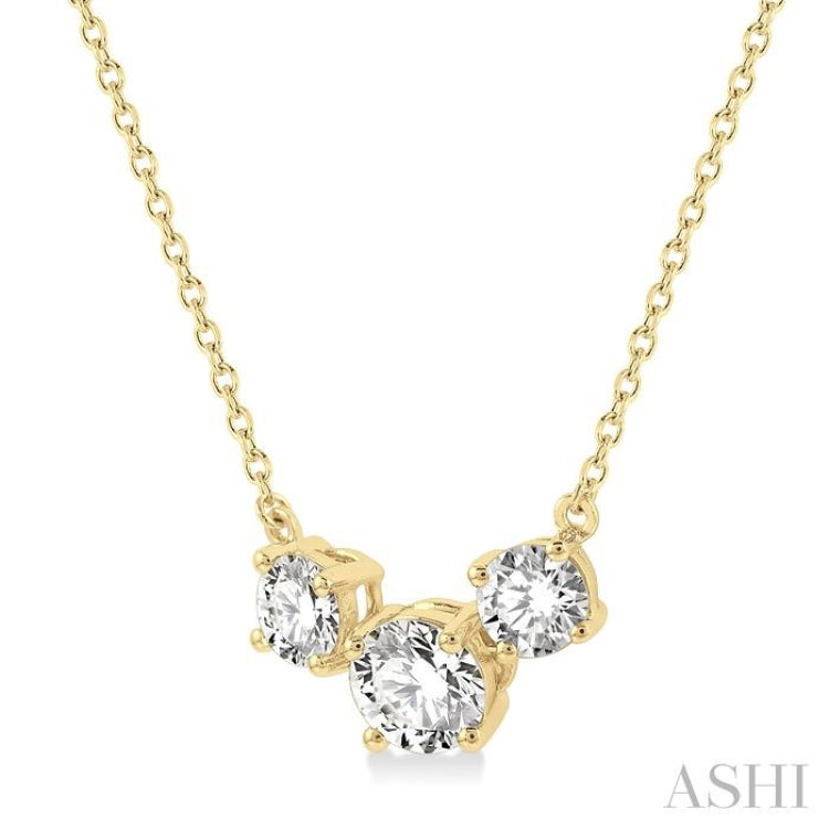 Round Shape Past Present & Future Diamond Necklace