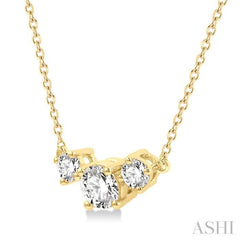 Round Shape Past Present & Future Diamond Necklace