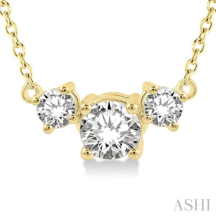 Round Shape Past Present & Future Diamond Necklace