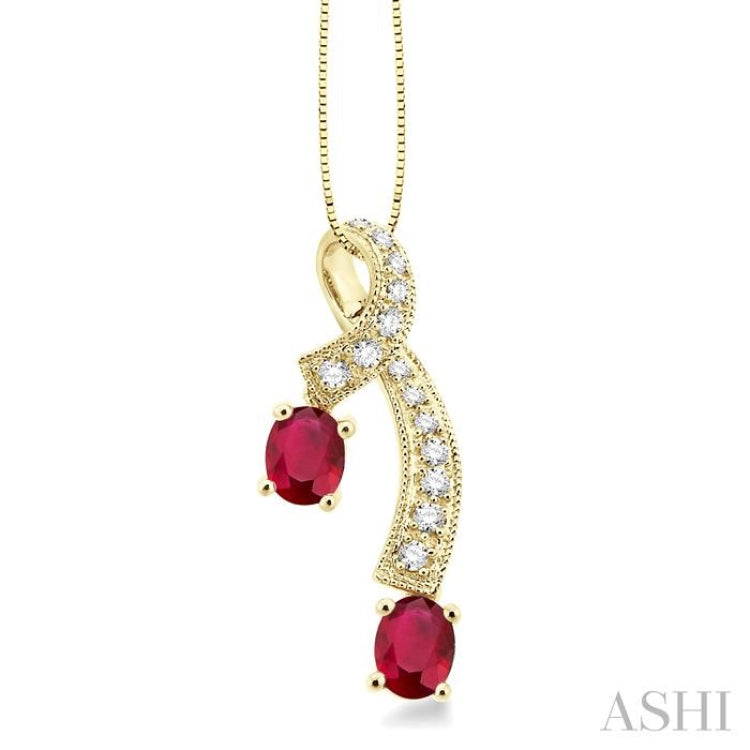 Oval Shape Gemstone & Diamond Fashion Pendant