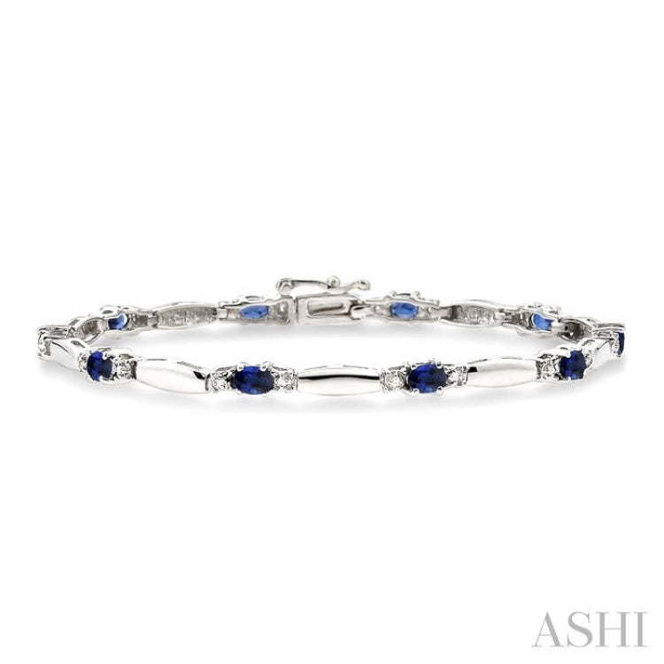 Oval Shape Gemstone & Diamond Bracelet