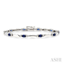 Oval Shape Gemstone & Diamond Bracelet