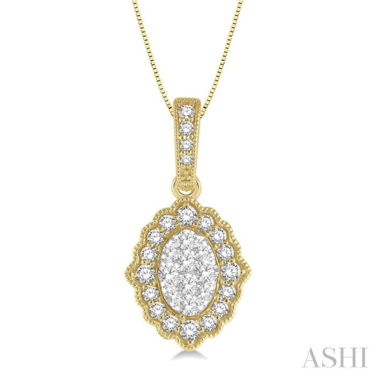 Oval Shape Halo Lovebright Diamond Pendant