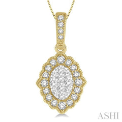 Oval Shape Halo Lovebright Diamond Pendant