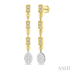 Oval Shape Lovebright Diamond Long Earrings