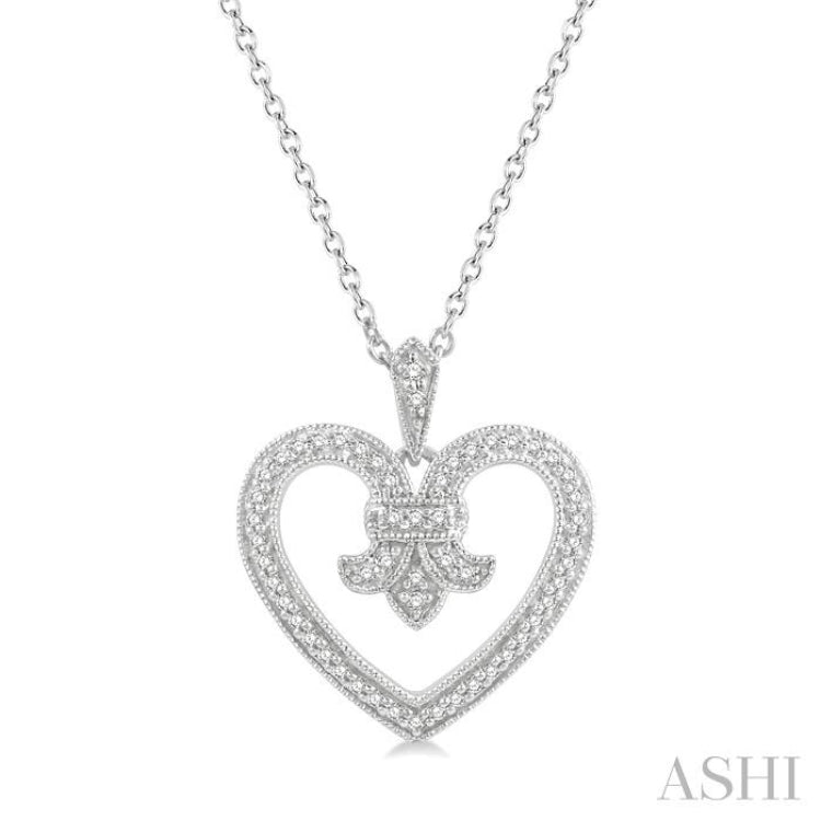 Heart Shape Fleur De Lis Diamond Fashion Pendant