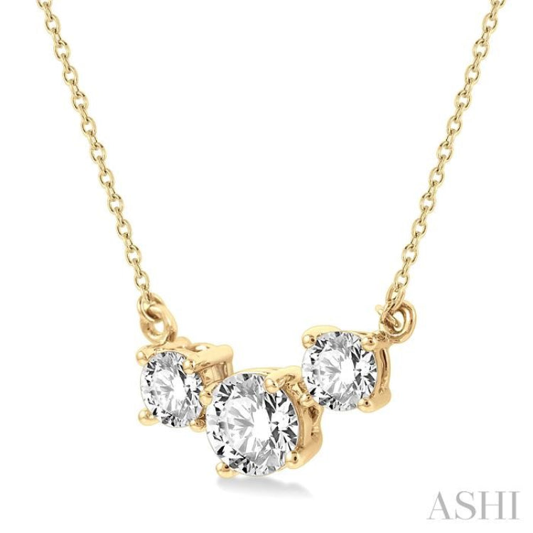 Round Shape Past Present & Future Diamond Necklace