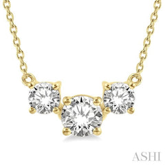 Round Shape Past Present & Future Diamond Necklace