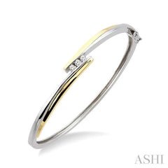 1/6 ctw Three Stone Round Cut Diamond Bangle in 14K White and Yellow Gold