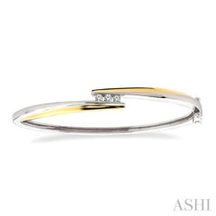 1/6 Ctw Three Stone Round Cut Diamond Bangle in 14K White and Yellow Gold
