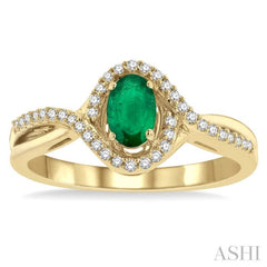 Oval Shape Gemstone & Halo Diamond Ring