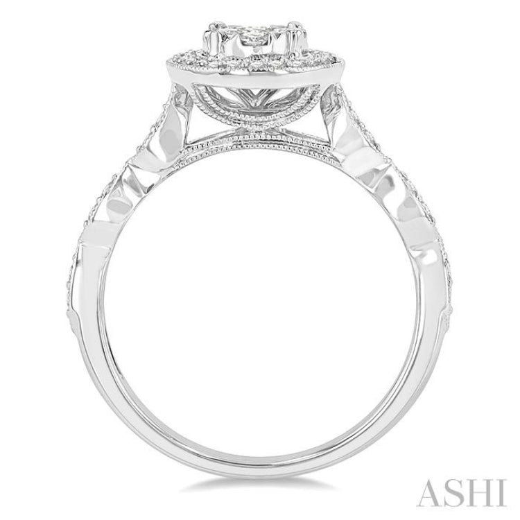 Oval Shape Halo Lovebright Diamond Engagement Ring